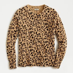 J. Crew Layla Leopard Cashmere Crewneck